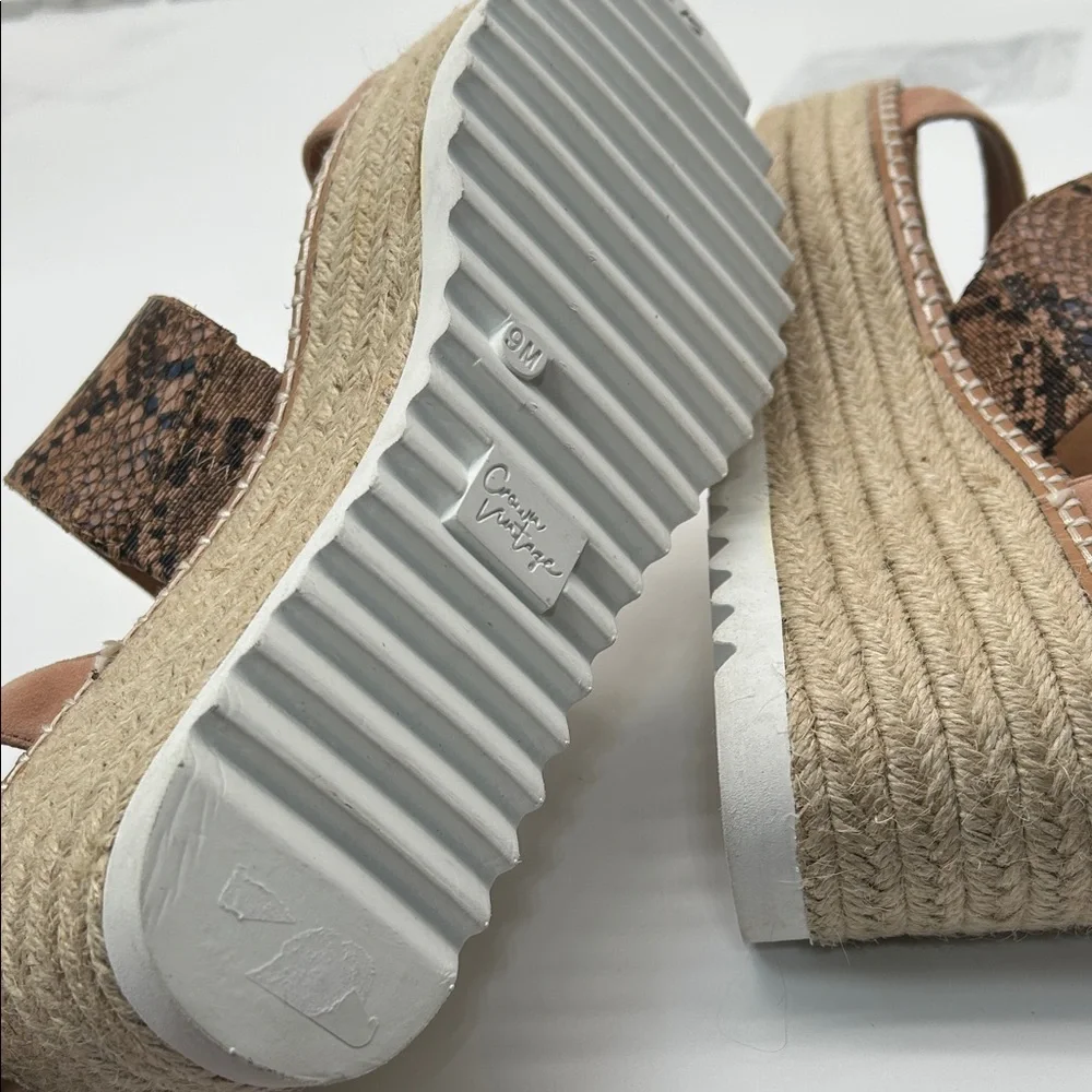 Crown Vintage Tan and Brown Snake Print Sandals